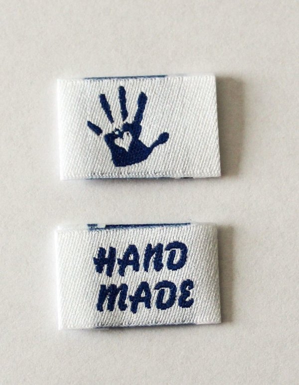 15 Handmade with Love Label zum einnähen Webetiketten Paket in 15 bunten Farben