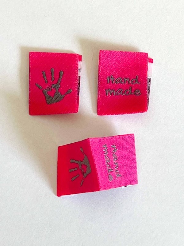 30 Handmade Labels hochkant Webetikett Mixpaket mit 3 Farben Handmade Webetiketten zum einnähen